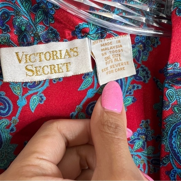Victoria Secret Robe Vintage Gold Label One Size Paisley Satin Kimono Rare x - Picture 2 of 6
